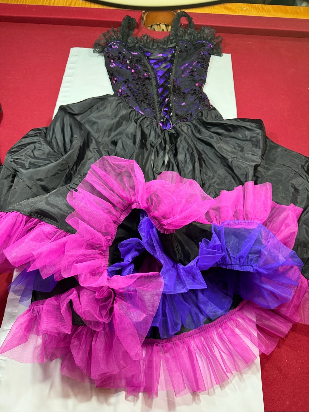 Glamour Costumes black Pink Purple DANCE Recital OUTFIT Moulin Rouge Burlesque M - Picture 15 of 16